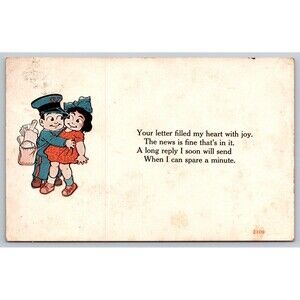 Postcard Missouri LaClede Posted 1915 Mailman Postman Girl Letter Filled Heart